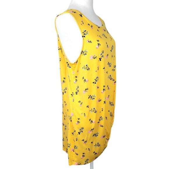 NWT Womens XXL Love Fire Yellow Floral Scoop Neck Scrunch Knot Sleeveless Top - Picture 5 of 12